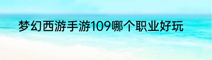 梦幻西游手游109哪个职业好玩