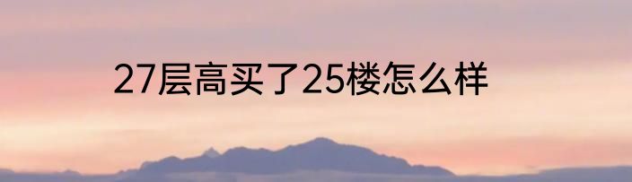 27层高买了25楼怎么样