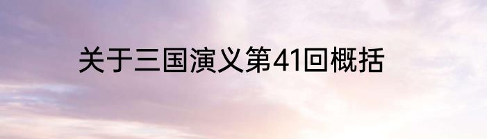 关于三国演义第41回概括