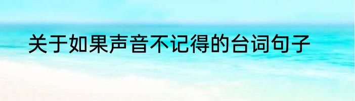 关于如果声音不记得的台词句子