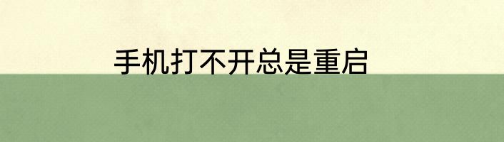 手机打不开总是重启