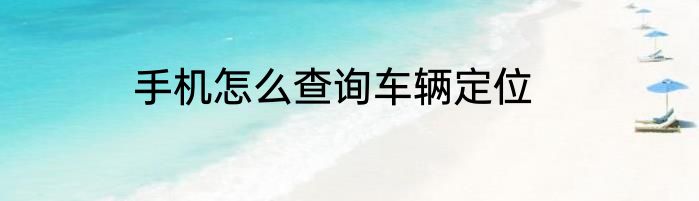 手机怎么查询车辆定位