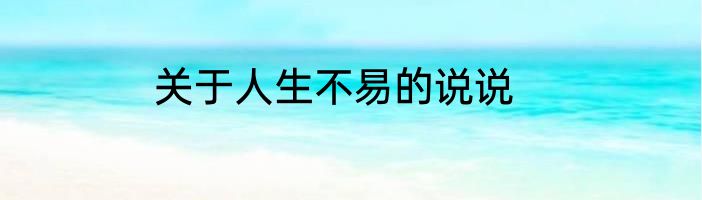 关于人生不易的说说