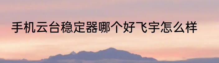 手机云台稳定器哪个好飞宇怎么样