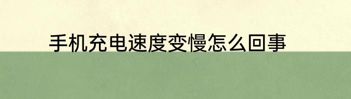 手机充电速度变慢怎么回事