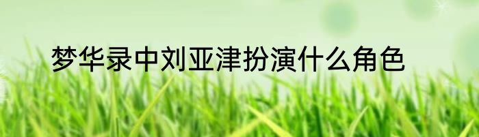 梦华录中刘亚津扮演什么角色