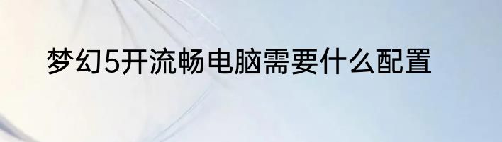 梦幻5开流畅电脑需要什么配置
