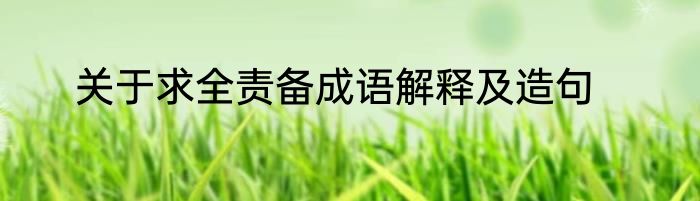 关于求全责备成语解释及造句