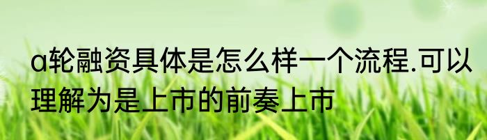 a轮融资具体是怎么样一个流程.可以理解为是上市的前奏上市