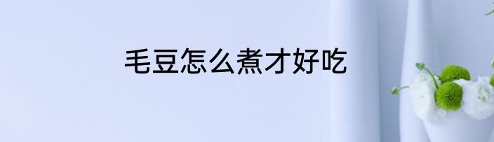 毛豆怎么煮才好吃