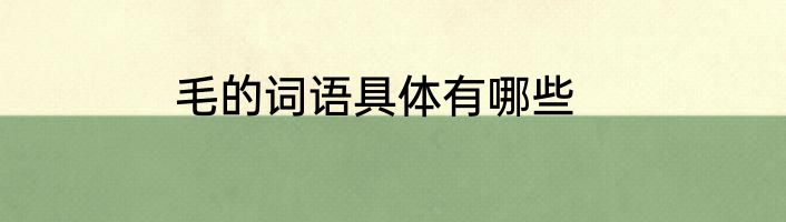 毛的词语具体有哪些