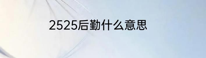 2525后勤什么意思