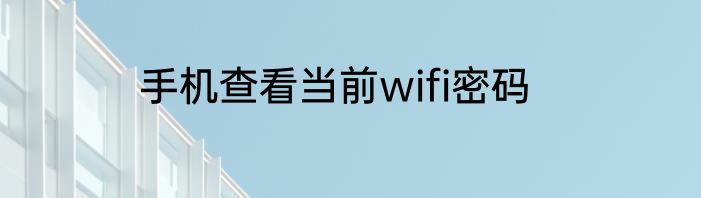 手机查看当前wifi密码