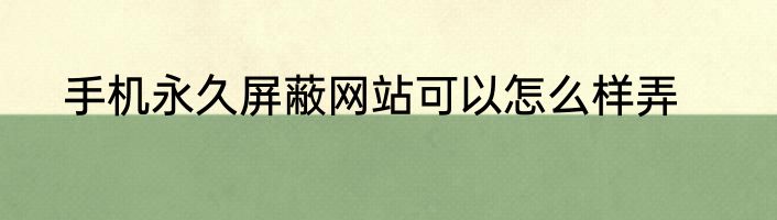 手机永久屏蔽网站可以怎么样弄