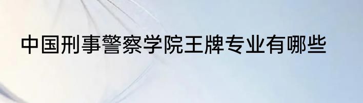 中国刑事警察学院王牌专业有哪些