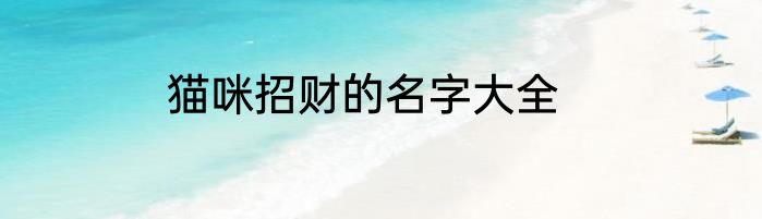 猫咪招财的名字大全
