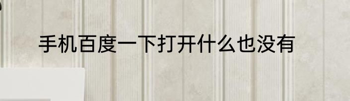 手机百度一下打开什么也没有