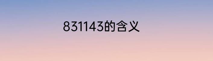 831143的含义