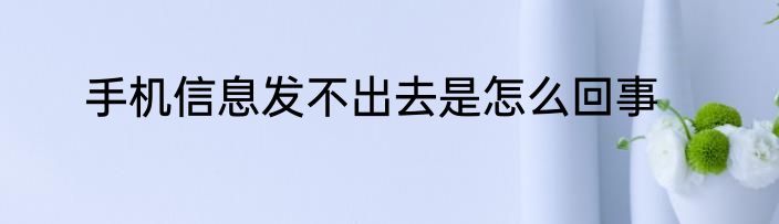 手机信息发不出去是怎么回事