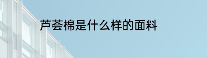 芦荟棉是什么样的面料