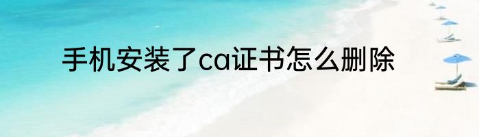 手机安装了ca证书怎么删除