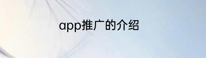 app推广的介绍