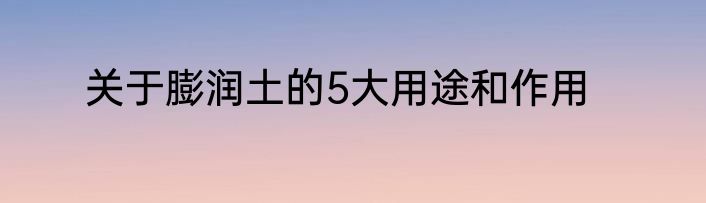关于膨润土的5大用途和作用