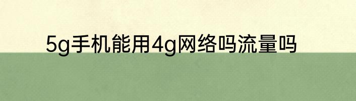 5g手机能用4g网络吗流量吗