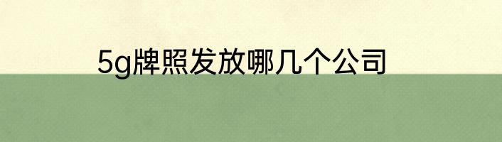 5g牌照发放哪几个公司