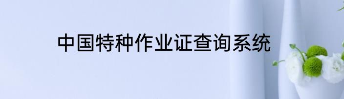 中国特种作业证查询系统