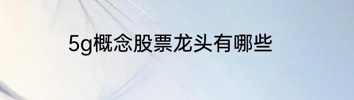 5g概念股票龙头有哪些