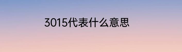 3015代表什么意思