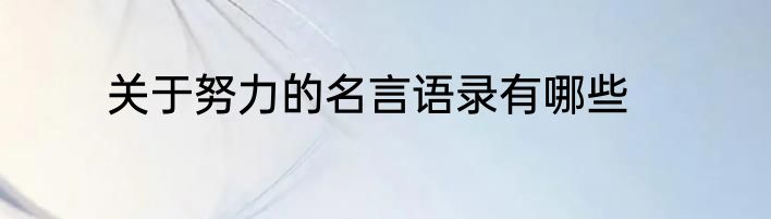 关于努力的名言语录有哪些