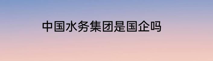 中国水务集团是国企吗