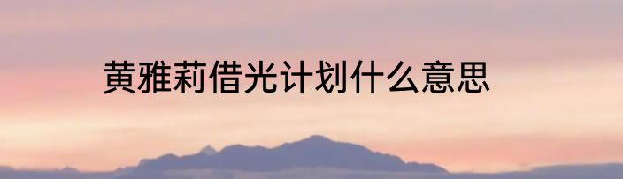 黄雅莉借光计划什么意思