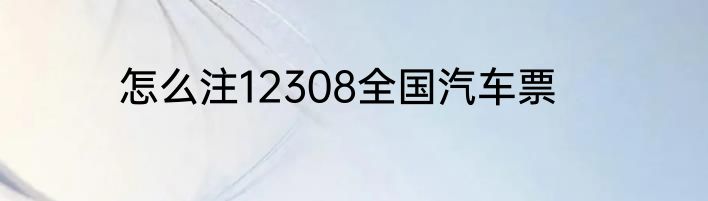 怎么注12308全国汽车票