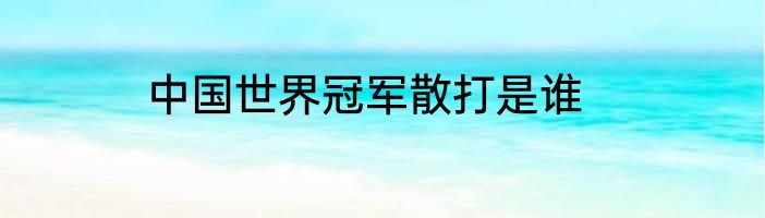 中国世界冠军散打是谁