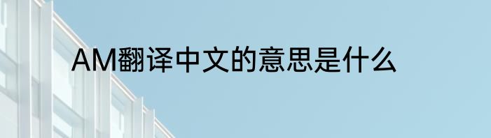 AM翻译中文的意思是什么