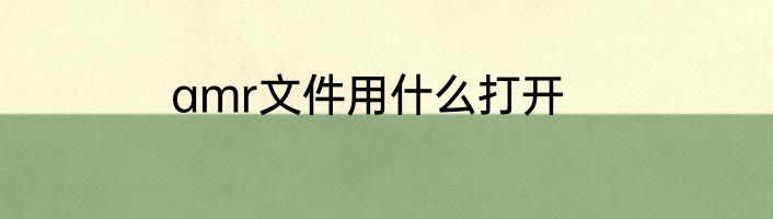 amr文件用什么打开