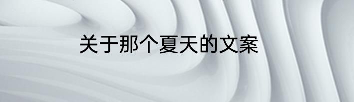 关于那个夏天的文案