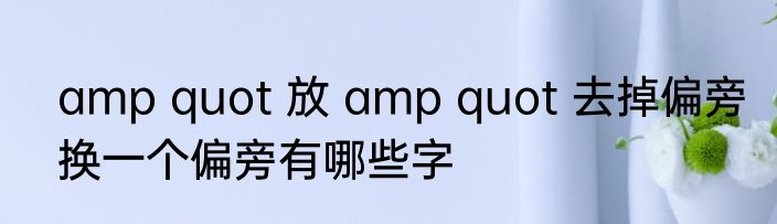 amp quot 放 amp quot 去掉偏旁换一个偏旁有哪些字