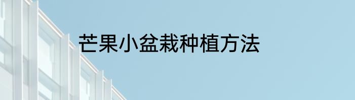 芒果小盆栽种植方法