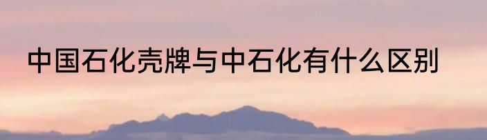 中国石化壳牌与中石化有什么区别