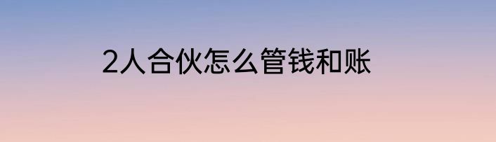 2人合伙怎么管钱和账