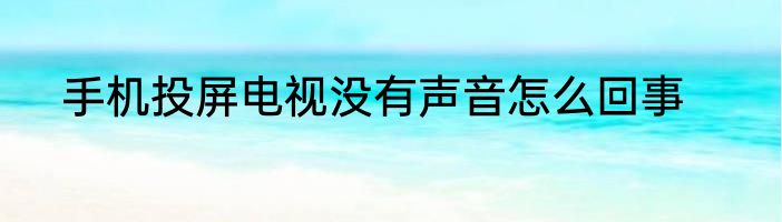手机投屏电视没有声音怎么回事