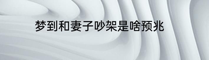 梦到和妻子吵架是啥预兆