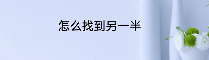 怎么找到另一半
