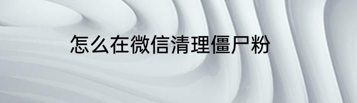 怎么在微信清理僵尸粉