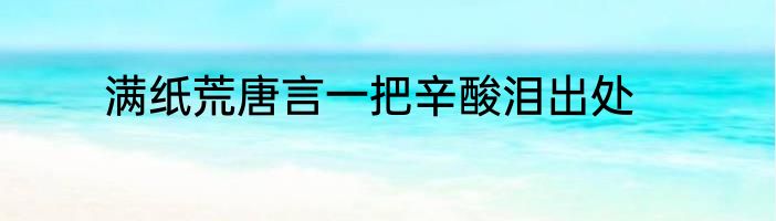 满纸荒唐言一把辛酸泪出处