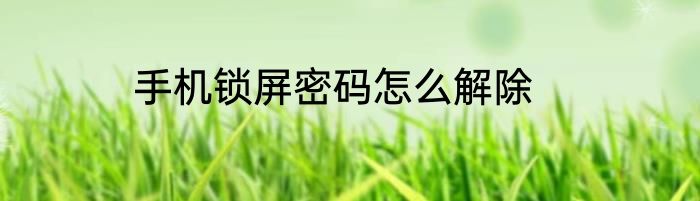 手机锁屏密码怎么解除